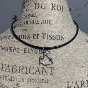 Sabika Silver Heart Necklace on Black Cord